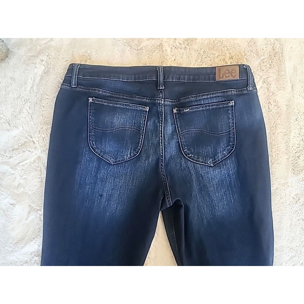 Lee Regular Fit Straight Leg Women's Jeans Size 20M Blue Stretch Dark Wash - Picture 9 of 14